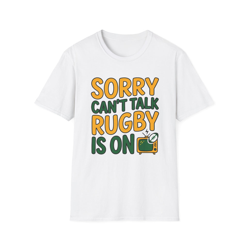 Can't Talk rugby is on T-Shirt