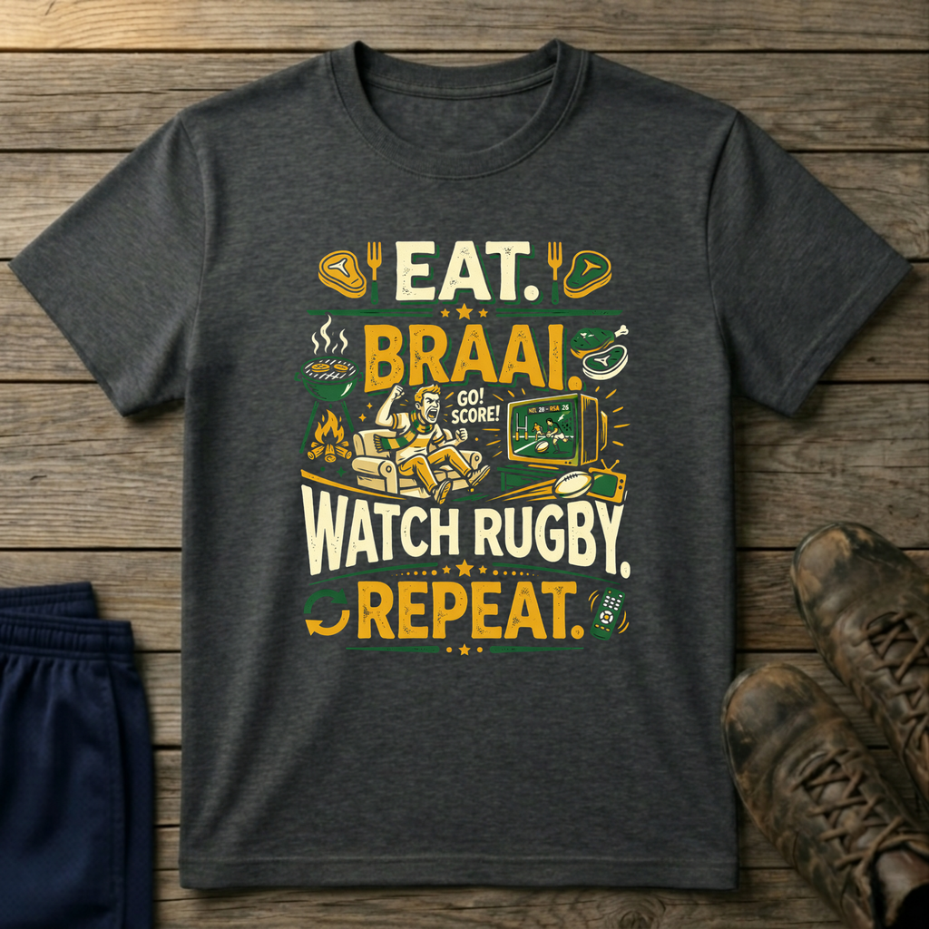 Eat, Braai, Rugby repeat T-Shirt