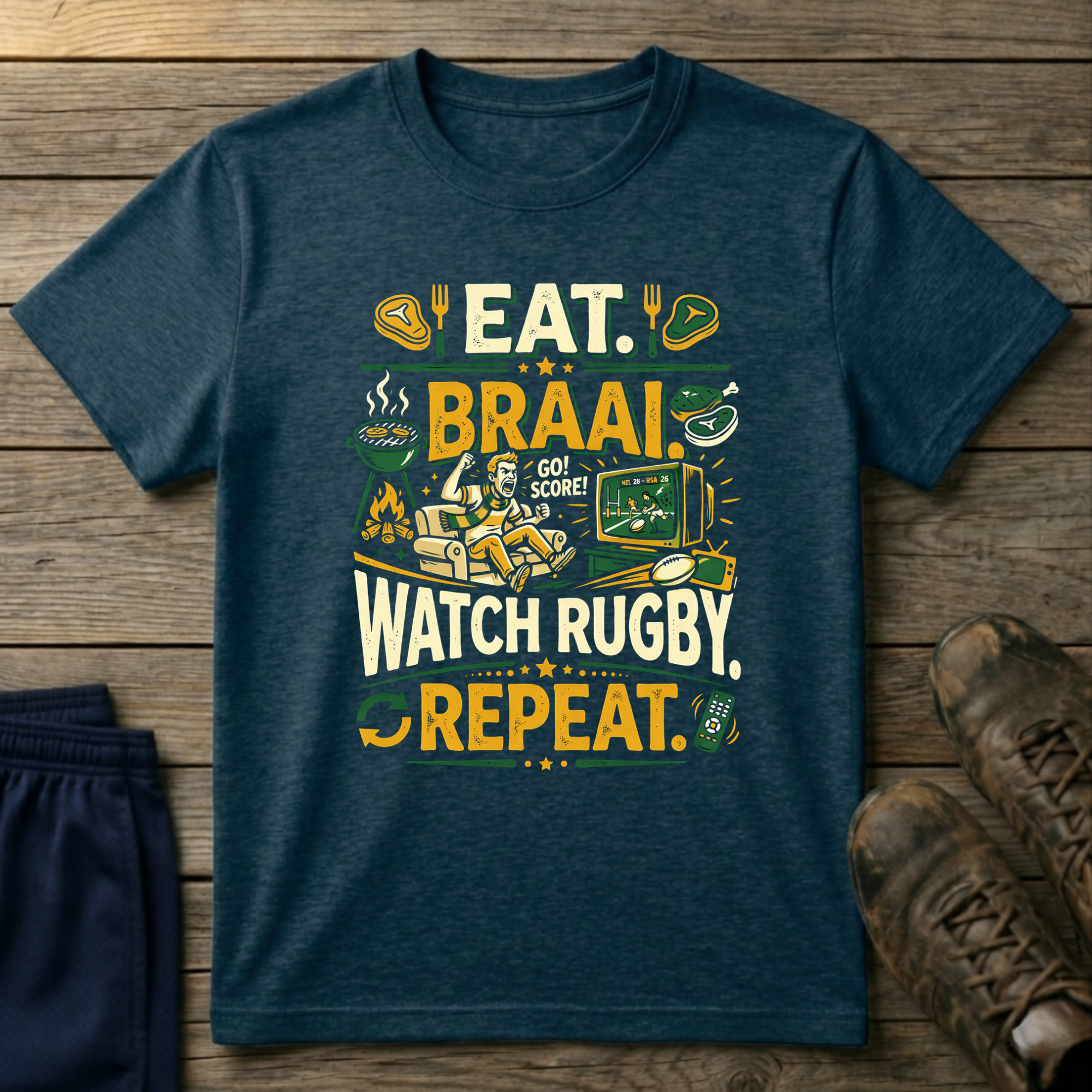 Eat, Braai, Rugby repeat T-Shirt